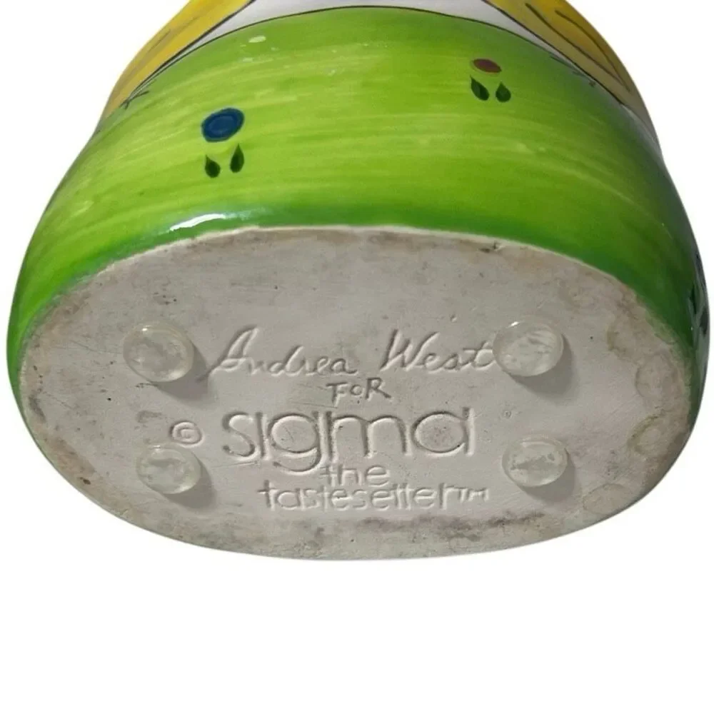 Vtg Andrea West For Sigma Tastesetter Candy Dish Bowl Green Yellow Ceramic Chic
